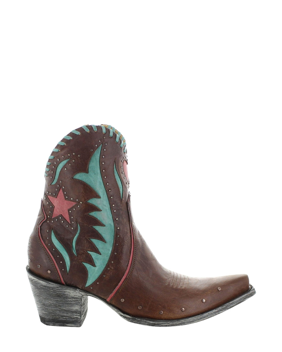 Old Gringo Denia Brass/Aqua women's 7" cowboy boot, side view