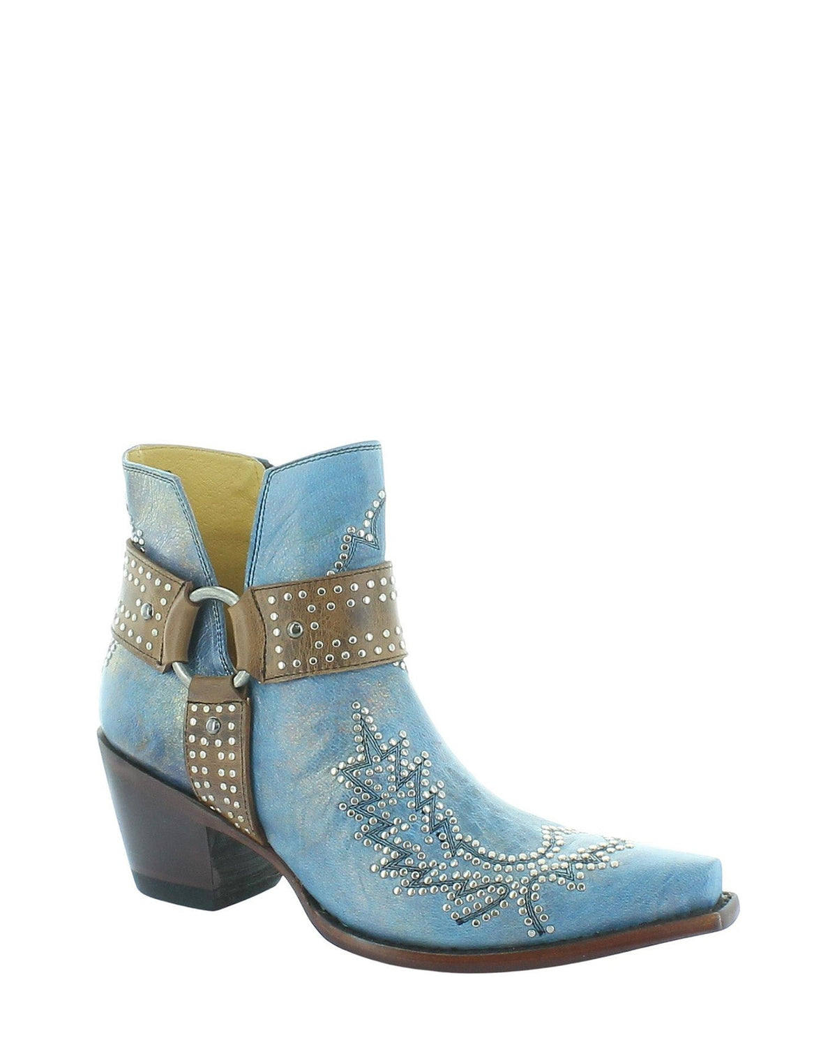 Old Gringo Super Stud Petrol Blue women's 5" cowboy boot, side view