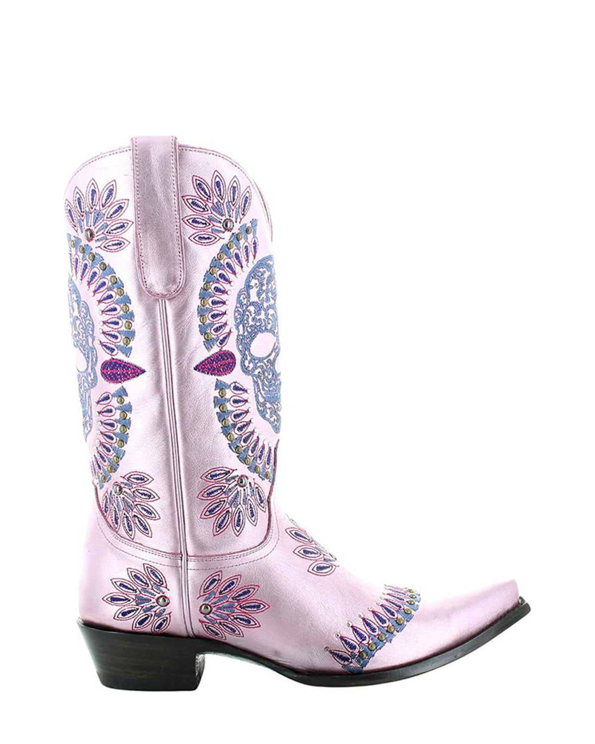 Old Gringo Alltar Pink/Blue women's 12" cowboy boot, side view