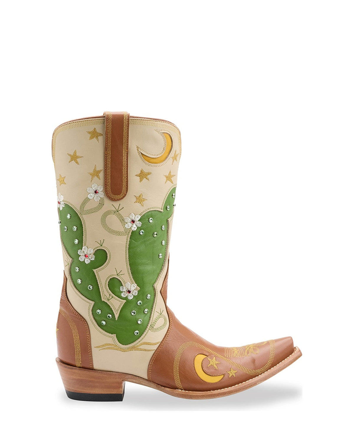 Old Gringo Jeweled Prickly Pear Cognac/Yellow women's 10" cowboy boot, side view