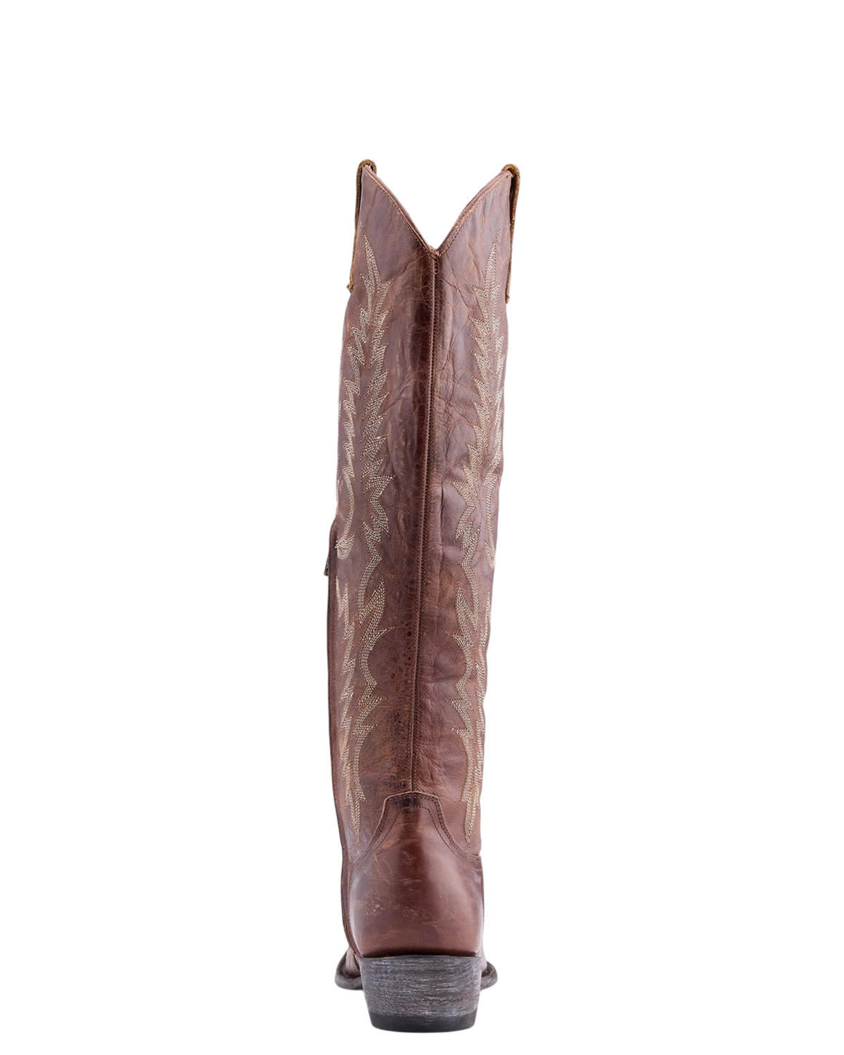 Old Gringo Boots Mayra Bis 18 inch tall brown leather western boots with intricate embroidery and side pull tabs