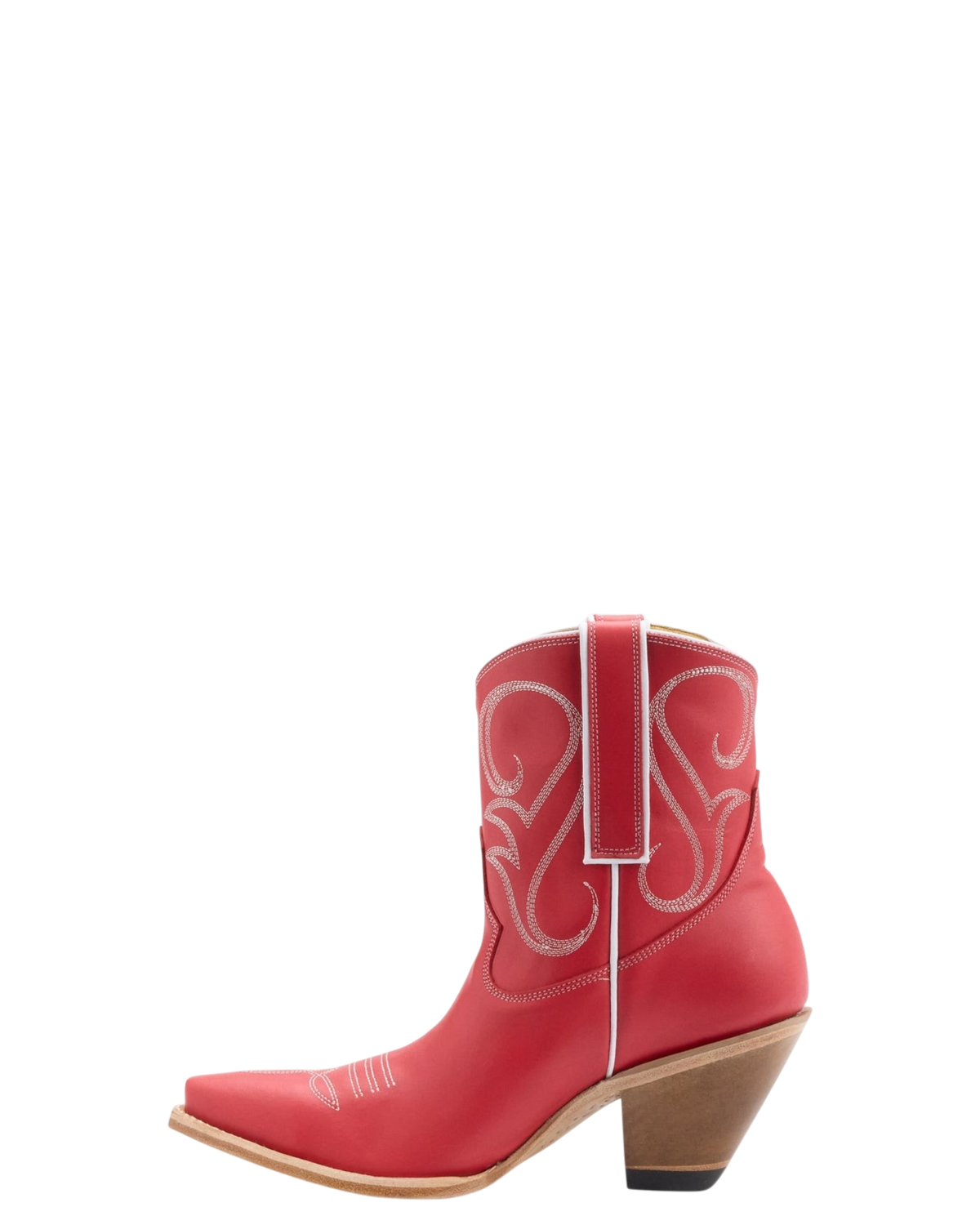Old Gringo Boots red cowhide leather western ankle boots with contrast stitching and heart detail