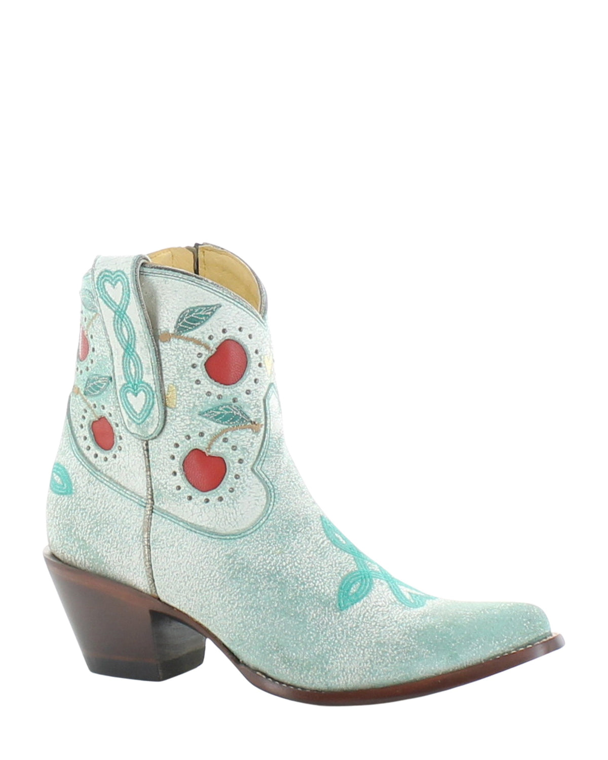Old Gringo Kersen Short YBL664 Crackled Aqua women's 8" cowboy boot, side view