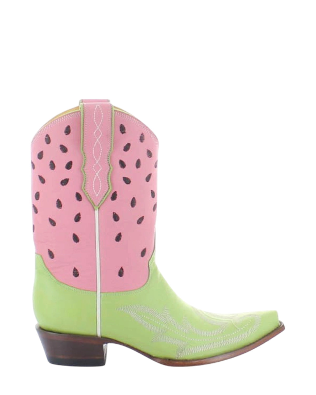 Old Gringo Watermelon Moonshine Green/Pink women's 10" cowboy boot, side view