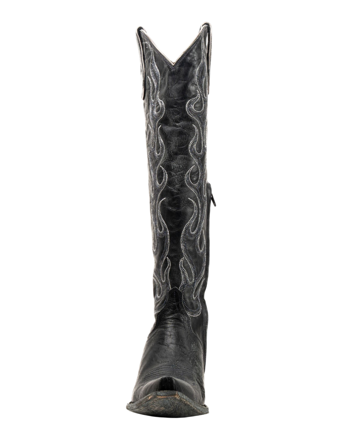 Old Gringo Boots Oaklynn Tall black leather western boots with intricate white embroidery and crystal accents