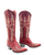 Old Gringo Boots Mayra Bis red leather western boots with intricate white embroidery and side zipper closure