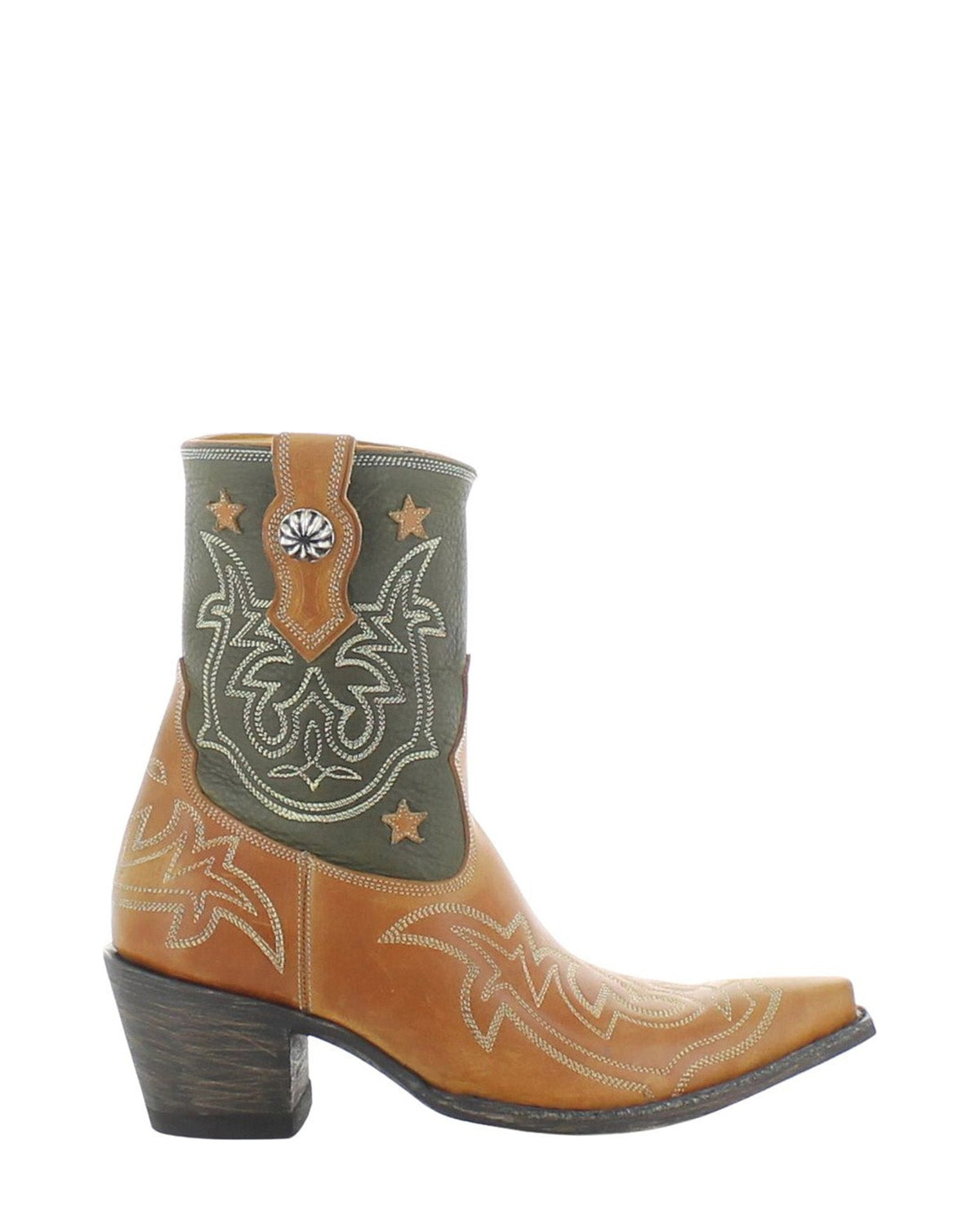 Old Gringo Marfa BL4059 Caramel/Green women's 7" cowboy boot, side view