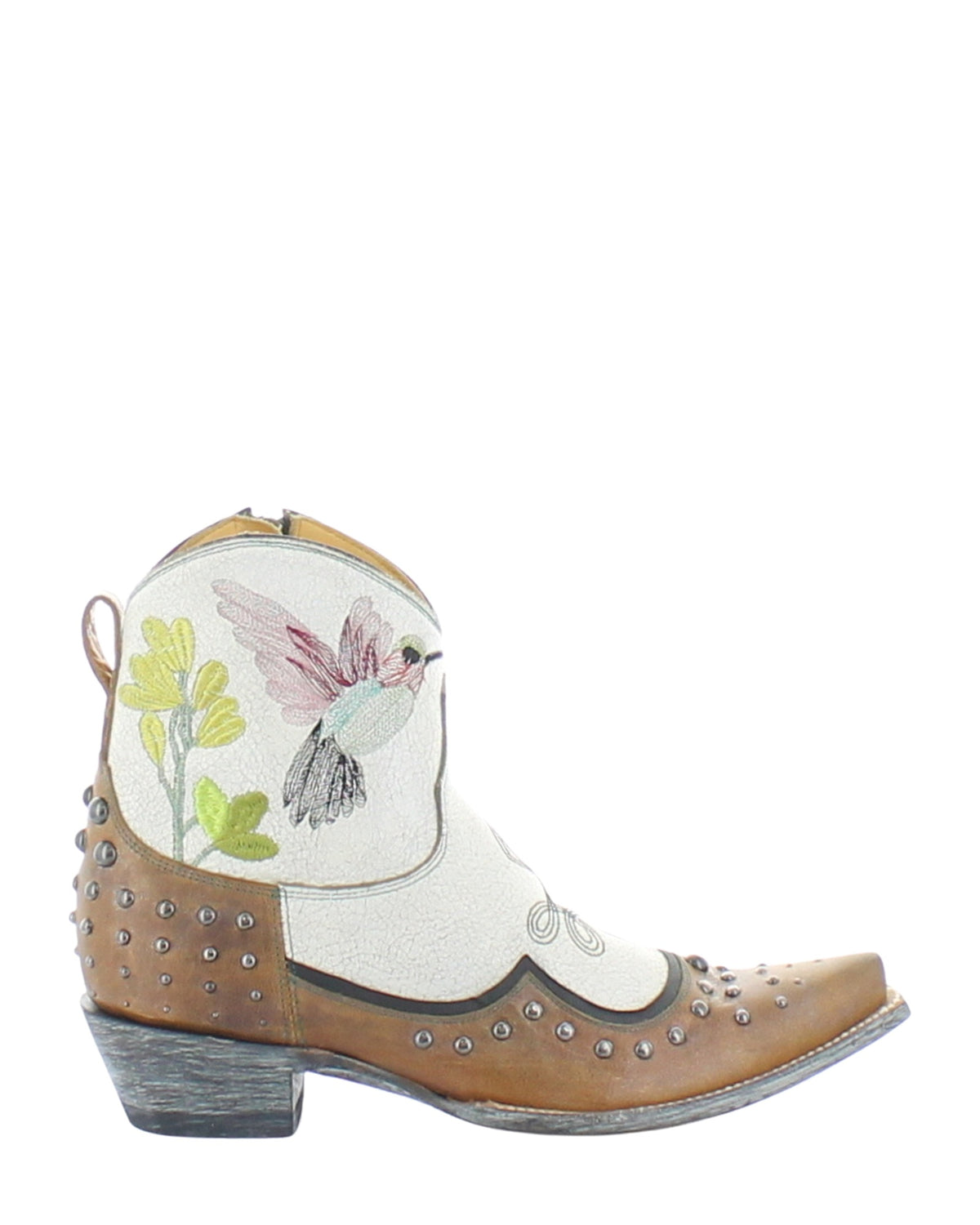 Old Gringo Adriel Hillstar Crackled Taupe/ Petrol Nut women's 8" cowboy boot, side view