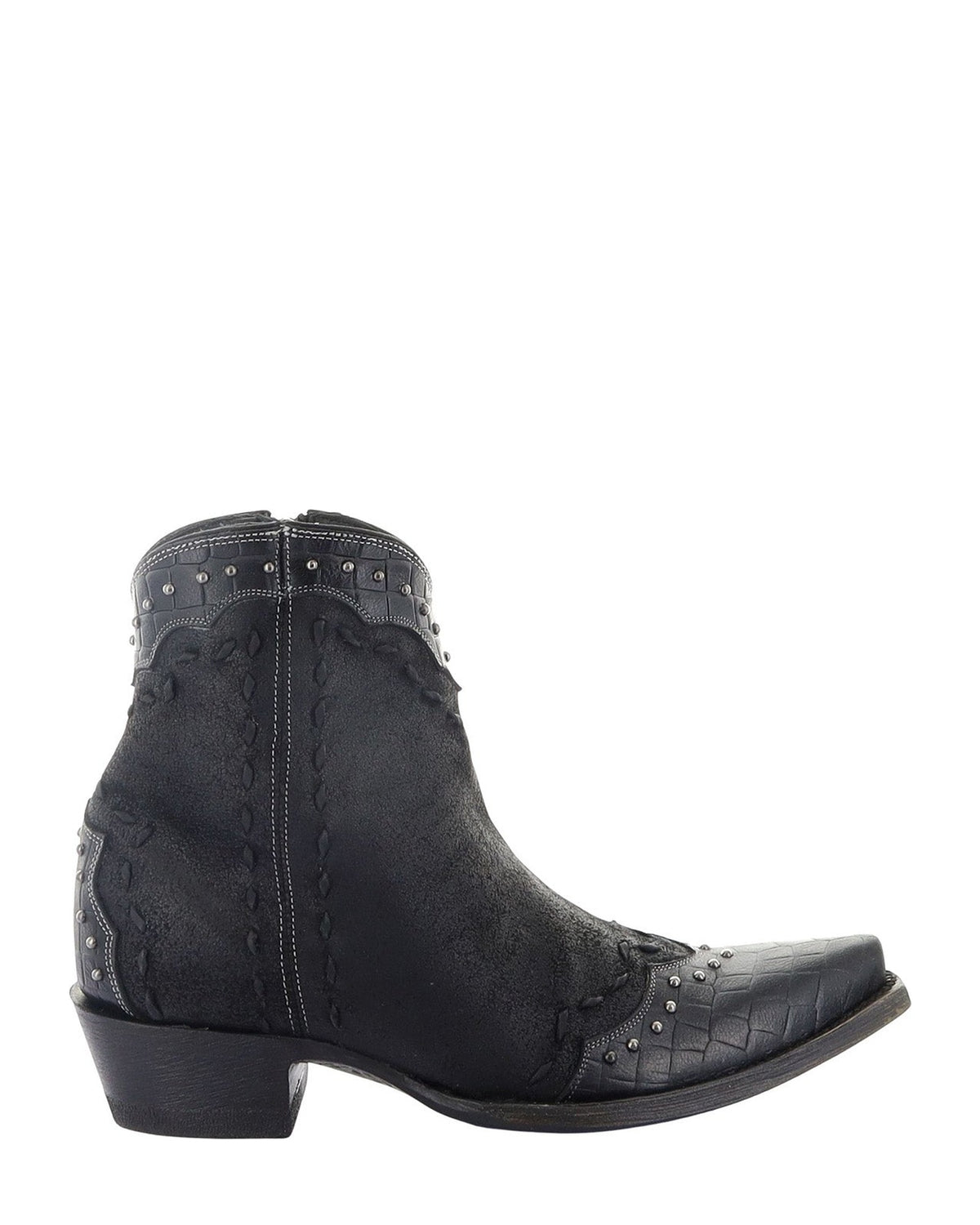 Old Gringo Sang & Way Black/Croc Print women's 7" cowboy boot, side view
