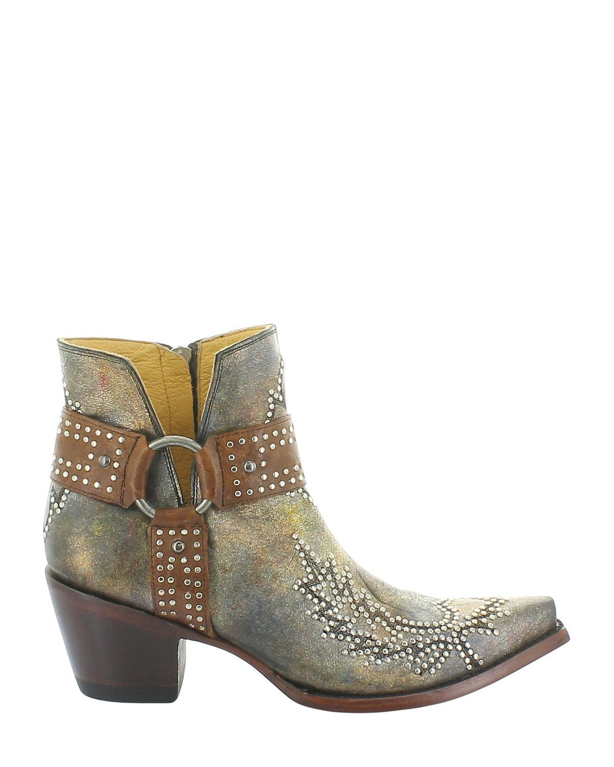 Old Gringo Super Stud Petrol Bronze women's 5" cowboy boot, side view