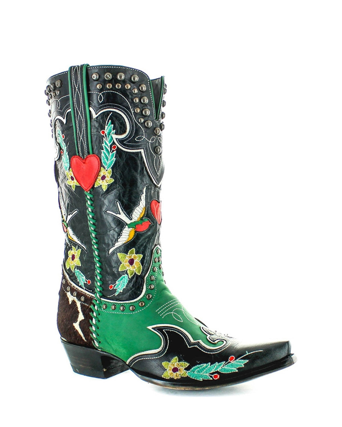 Old Gringo Midnight Cowboy Turquoise/Black women's 13" cowboy boot, side view
