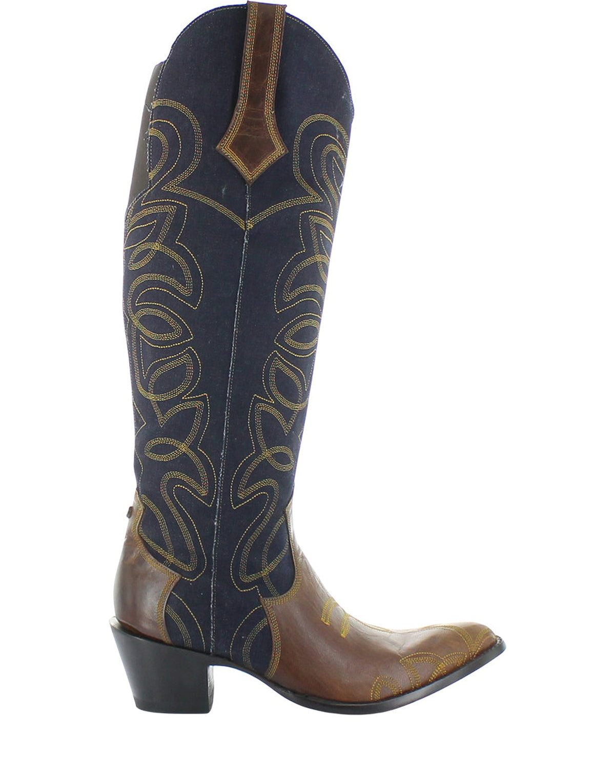 Old Gringo FAVORITE JEAN Denim/Brass women's 18" cowboy boot, side view