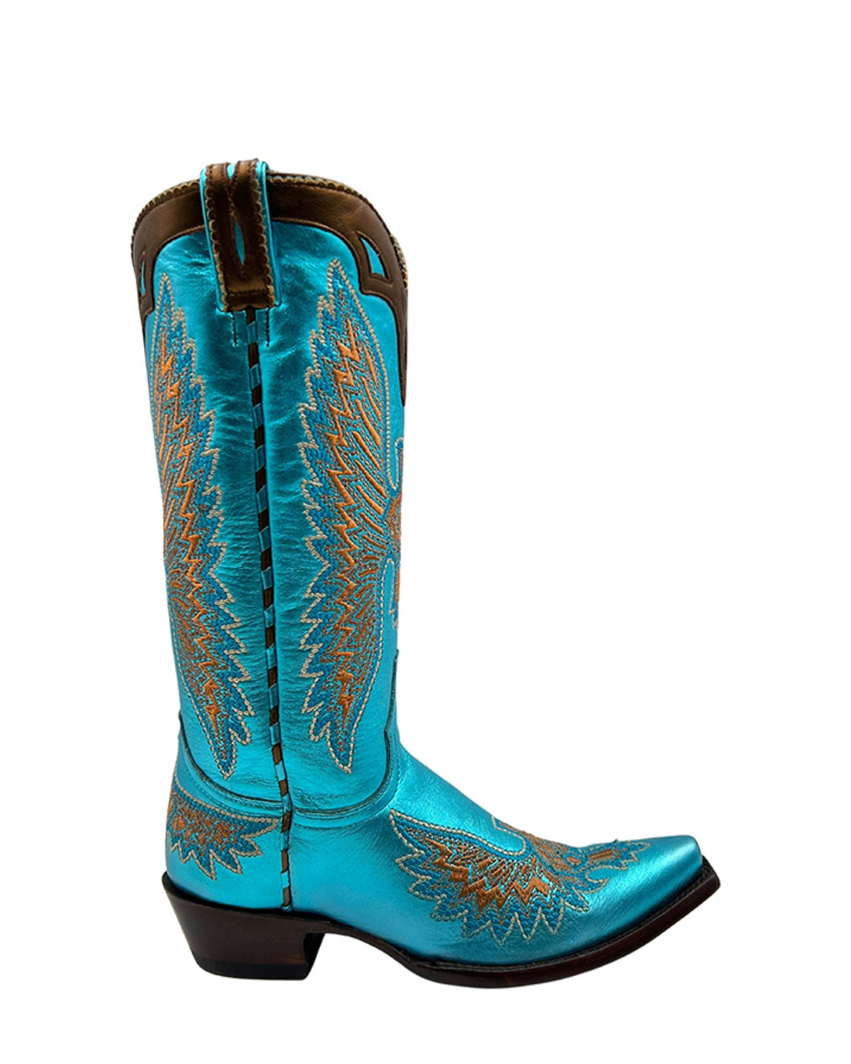 Old Gringo Eagle Stitch Mid Turquoise women's 13" cowboy boot, side view