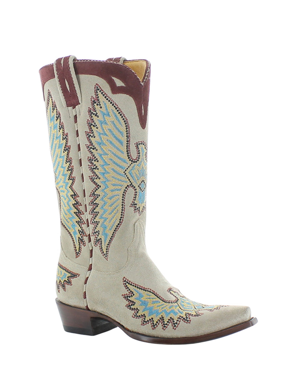 Old Gringo Eagle Stitch Mid Suede Sand women's 13" cowboy boot, side view