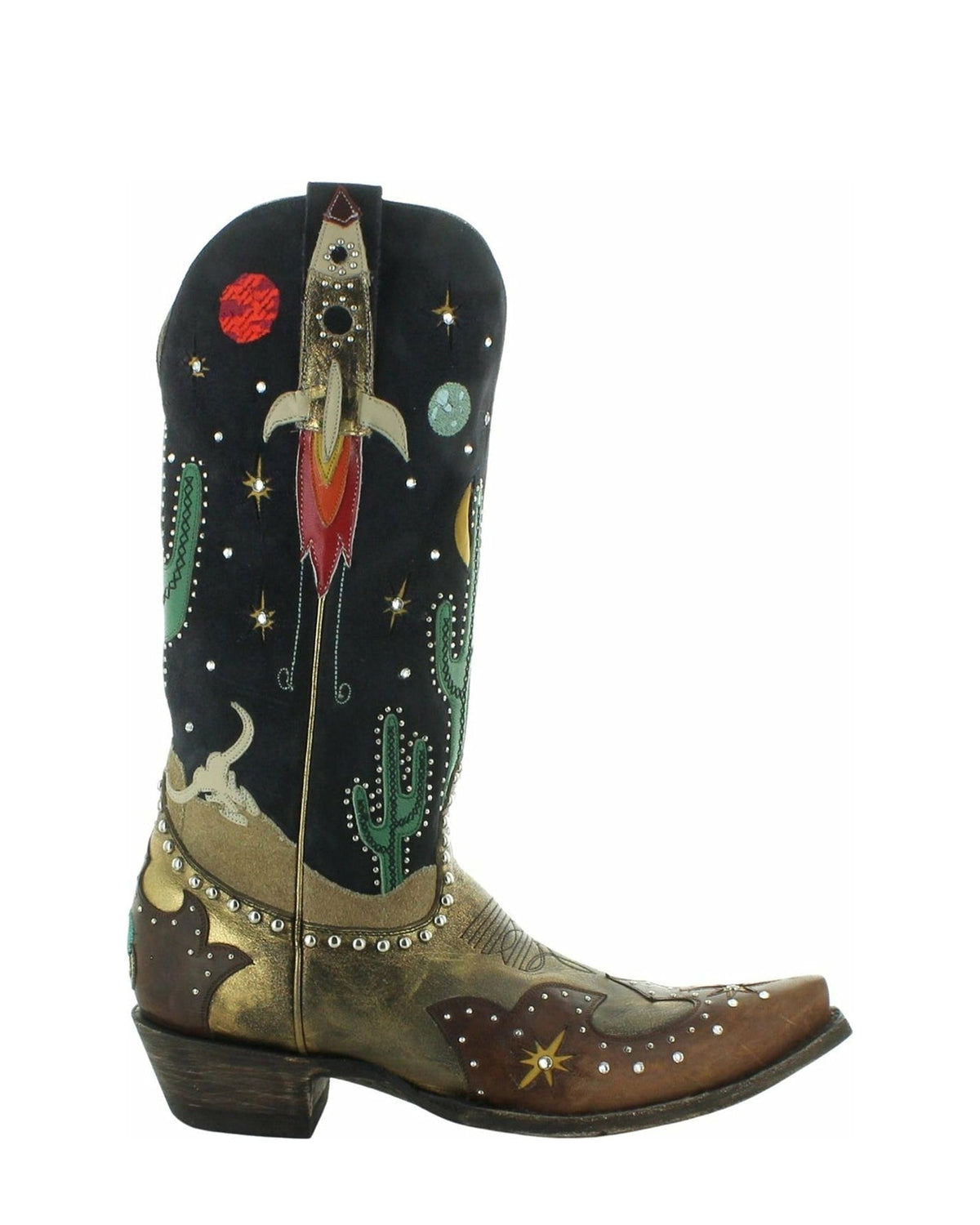 Old Gringo Galactic Buckaroo Copper/Oryx/Black women's 13" cowboy boot, side view