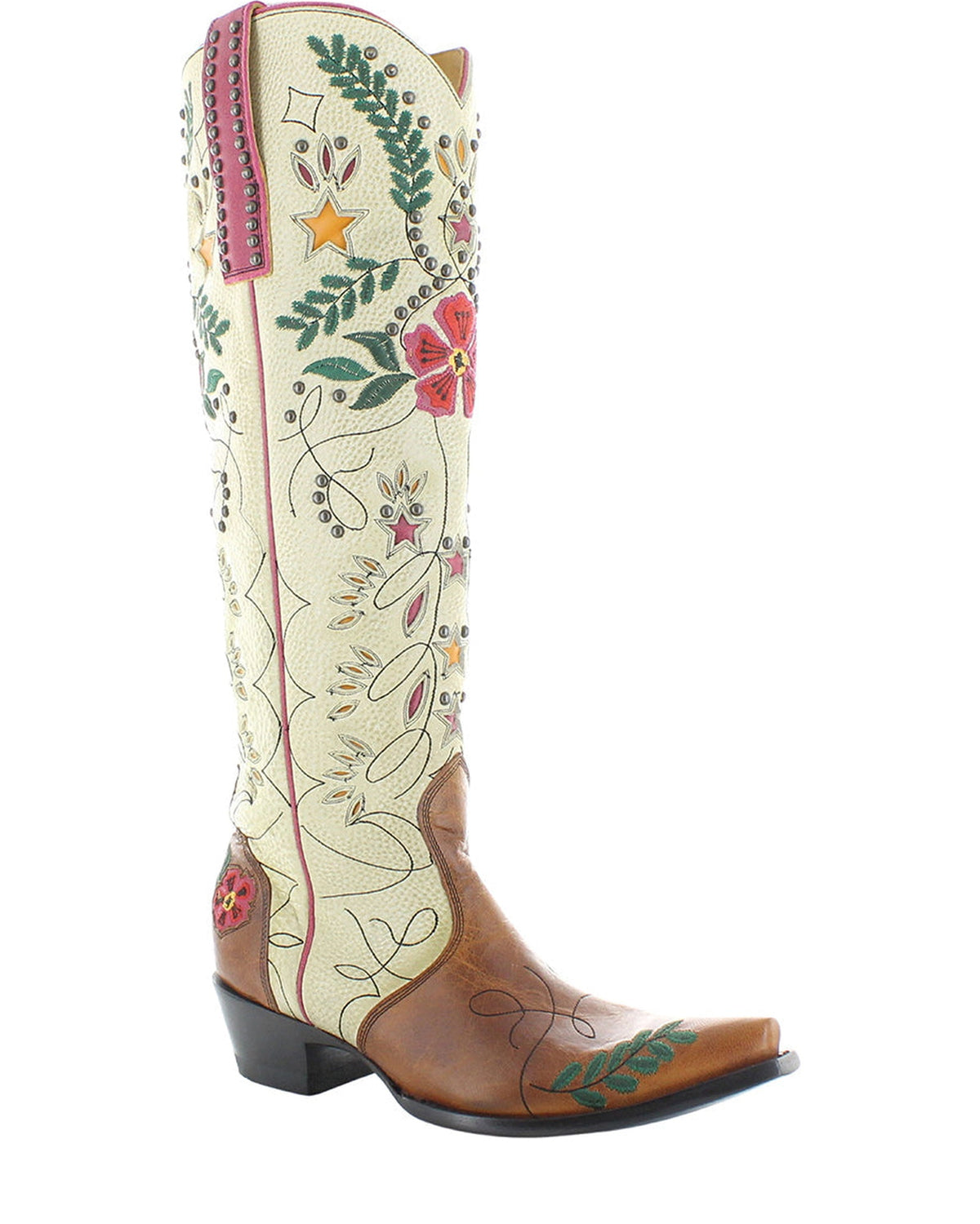 Old Gringo Full Bloom Boot Nut/Cream women's 18" cowboy boot, side view