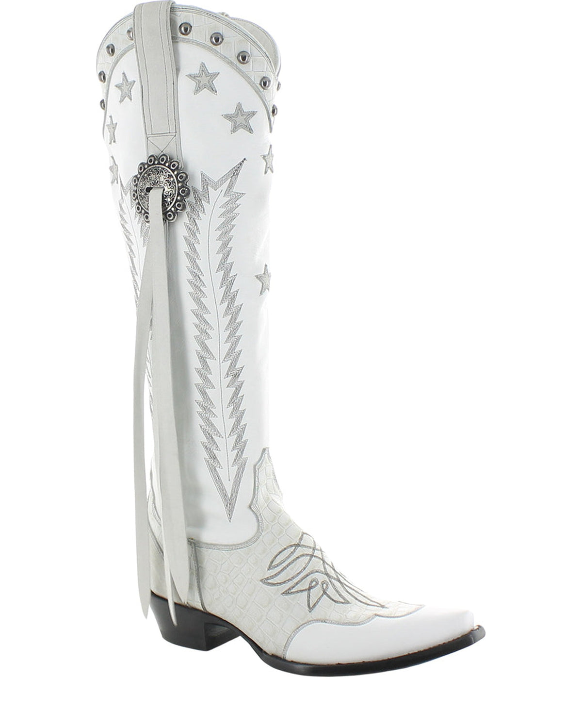 Old Gringo Mariana Tall 18" White women's cowboy boot, side view