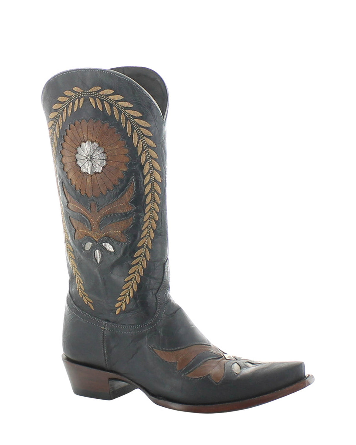 Old Gringo Zhora Black/Chocolate women's 13" cowboy boot, side view
