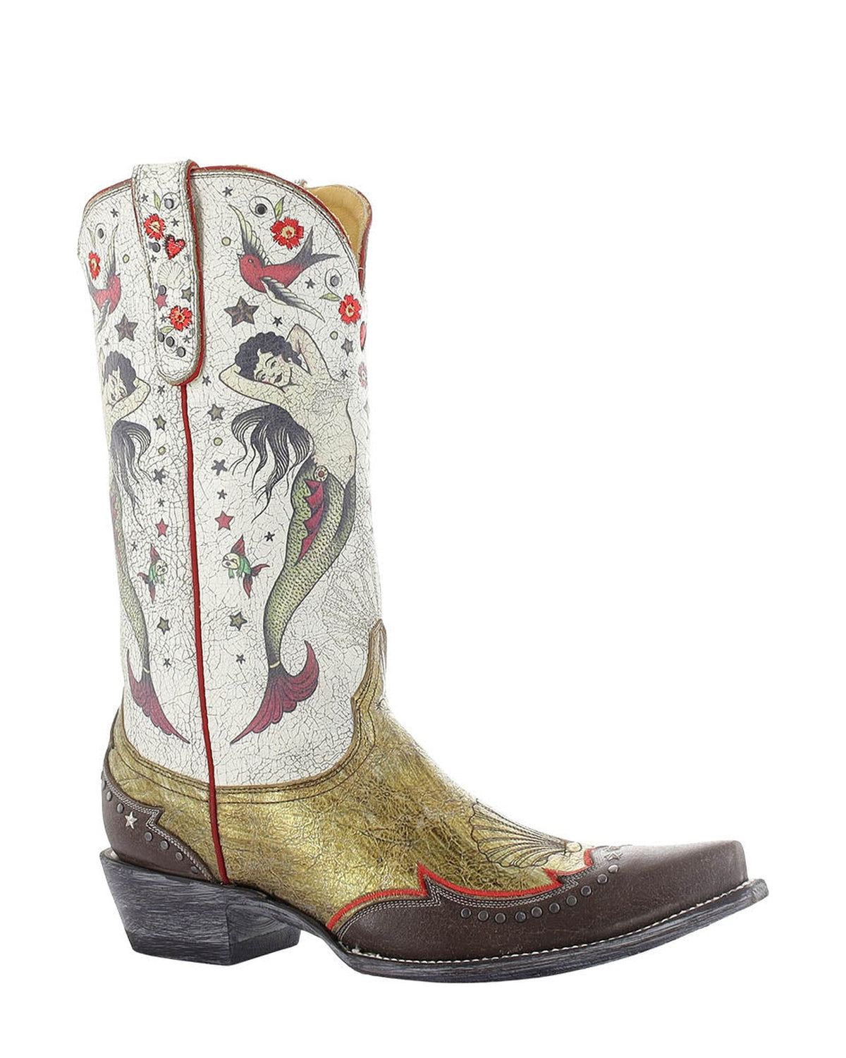 Old Gringo Coraline Crackled White/Gold women's 13" cowboy boot, side view