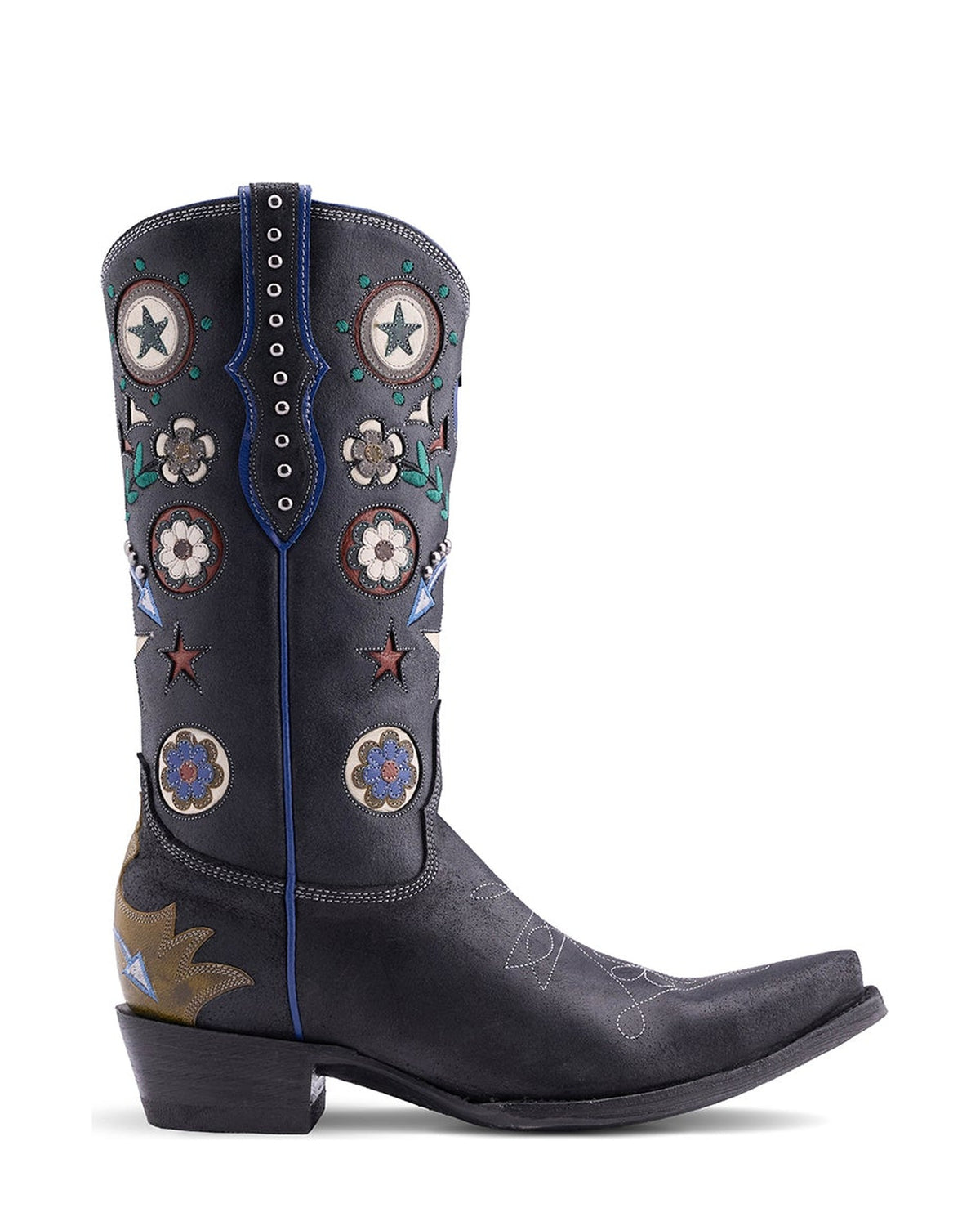 Old Gringo Austin Suede Black women's 13" cowboy boot, side view