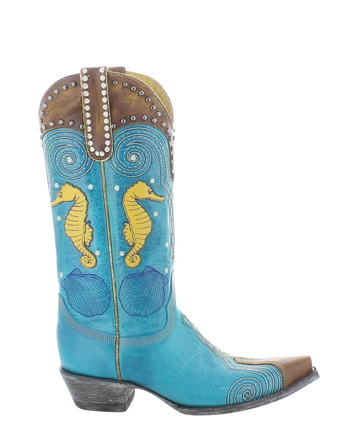 Old Gringo Sia L4118 Turquoise/Yellow women's 13" cowboy boot, side view