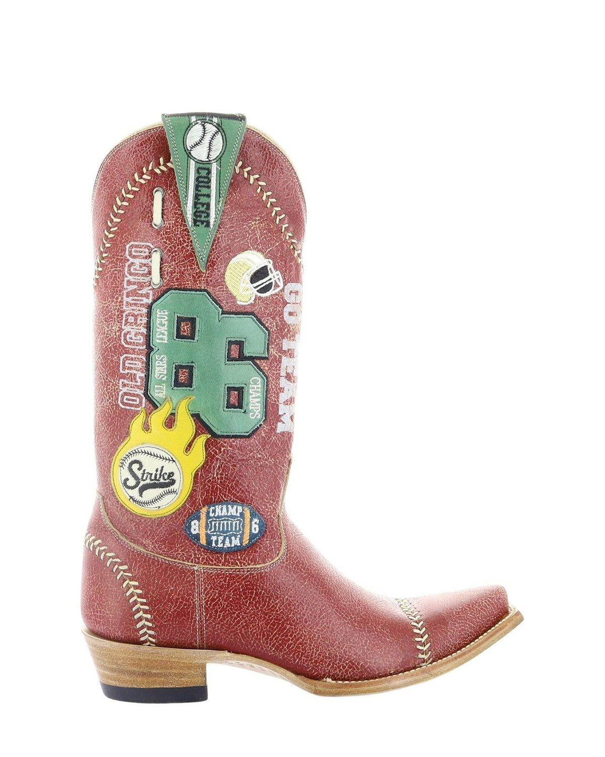 Old Gringo America's Passtime Crackled Red women's 13" cowboy boot, side view