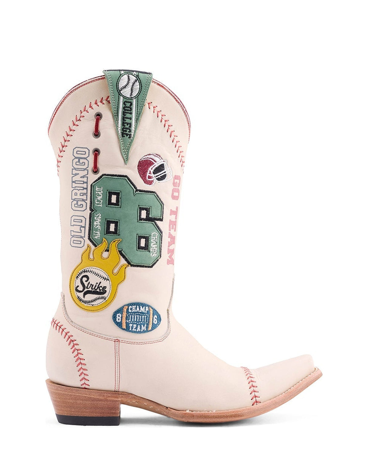 Old Gringo America's Passtime Crackled Bone women's 13" cowboy boot, side view