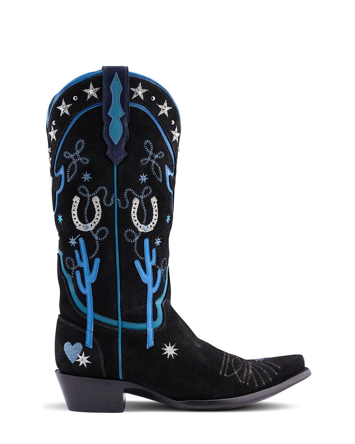 Old Gringo Lasso Suede Black women's 13" cowboy boot, side view