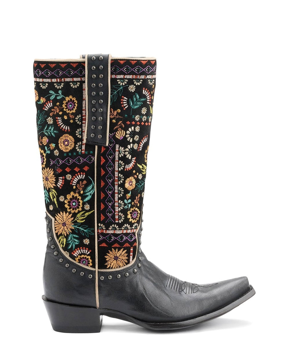 Old Gringo Esperanza Suede Black women's 13" cowboy boot, side view
