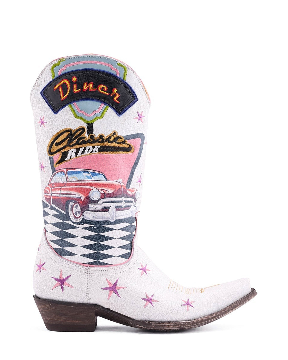 Old Gringo Sundae Crackled White women's 13" cowboy boot, side view