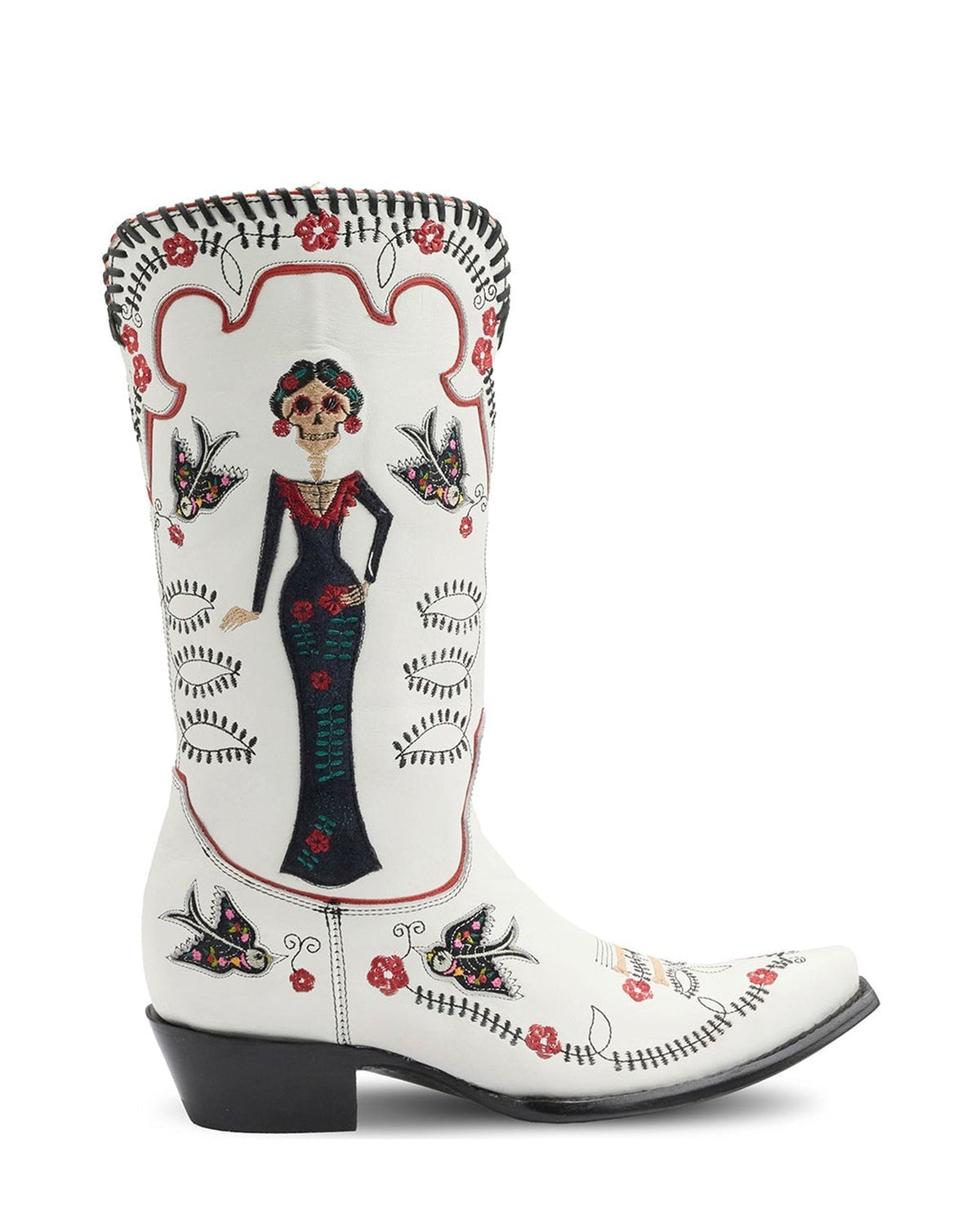 Old Gringo Dia De Los Muertos White women's 13" cowboy boot, side view