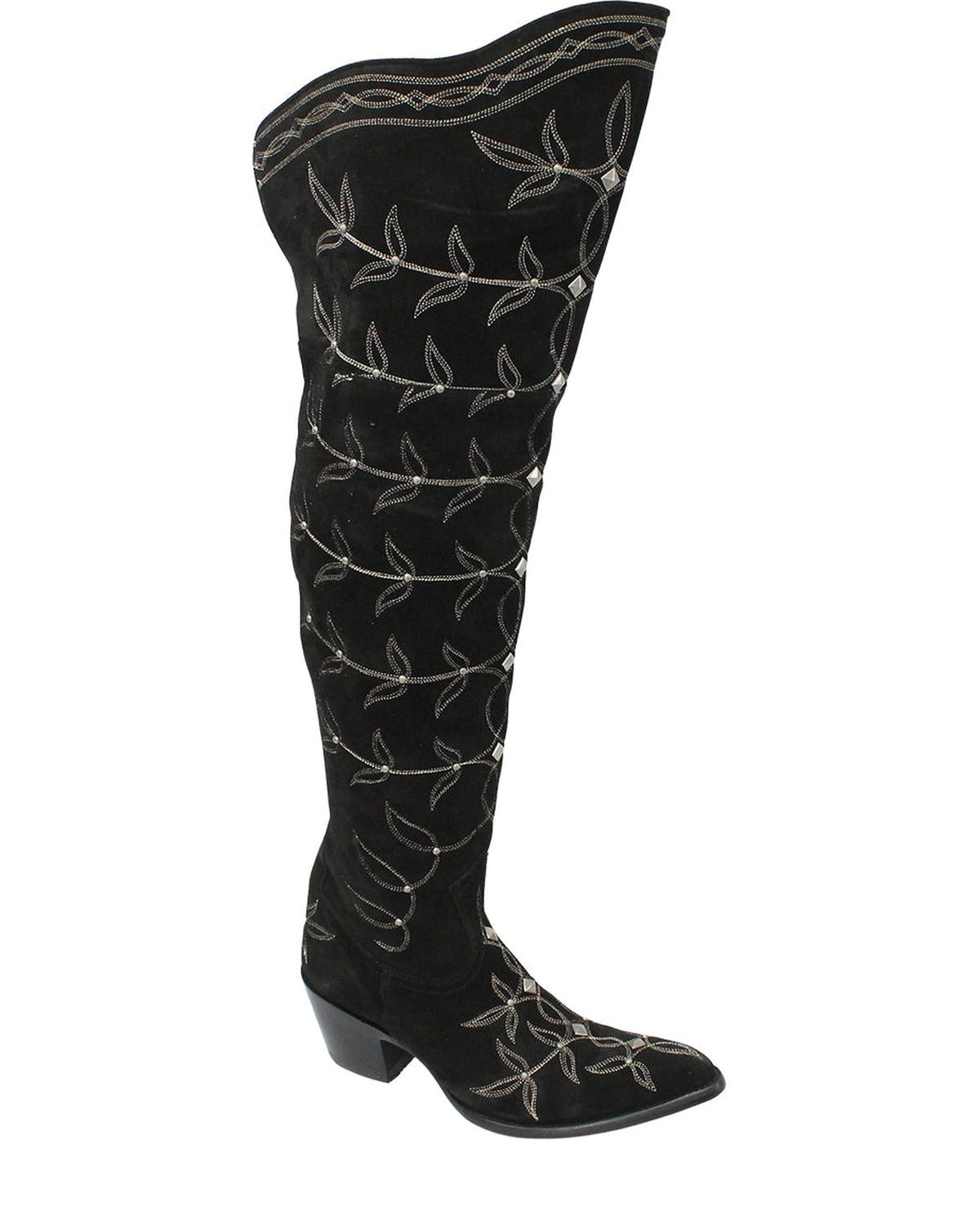 Old Gringo Reina Suede Black women's 24" cowboy boot, side view
