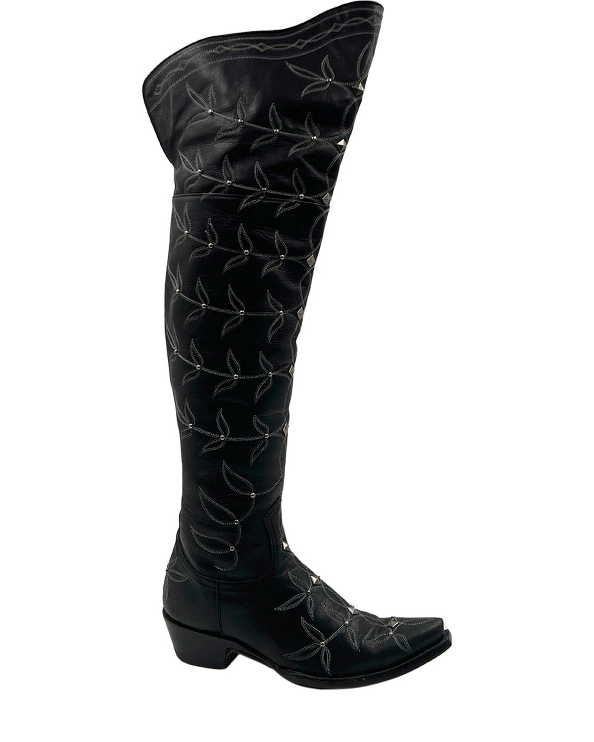 Old Gringo Reina Black women's 24" cowboy boot, side view