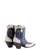 Old Gringo Boots Will Call blue and cream cowhide leather short western boots with scalloped trim and stitchwork