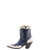 Old Gringo Boots Will Call blue and cream cowhide leather short western boots with scalloped trim and side zipper