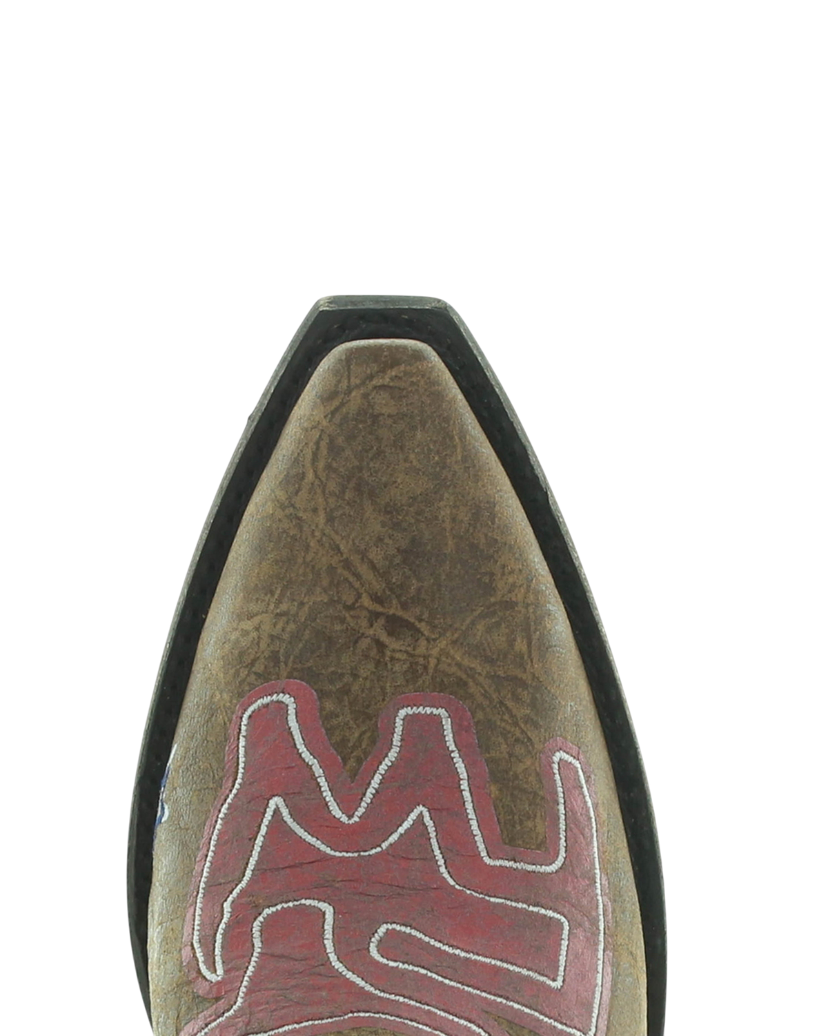 Old Gringo Boots Cowtown western boot with crackled brown leather and red and white embroidered detailing