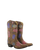 Old Gringo Boots Cowtown western boots in crackled brown leather with purple, red, and blue Texas-themed embroidery.