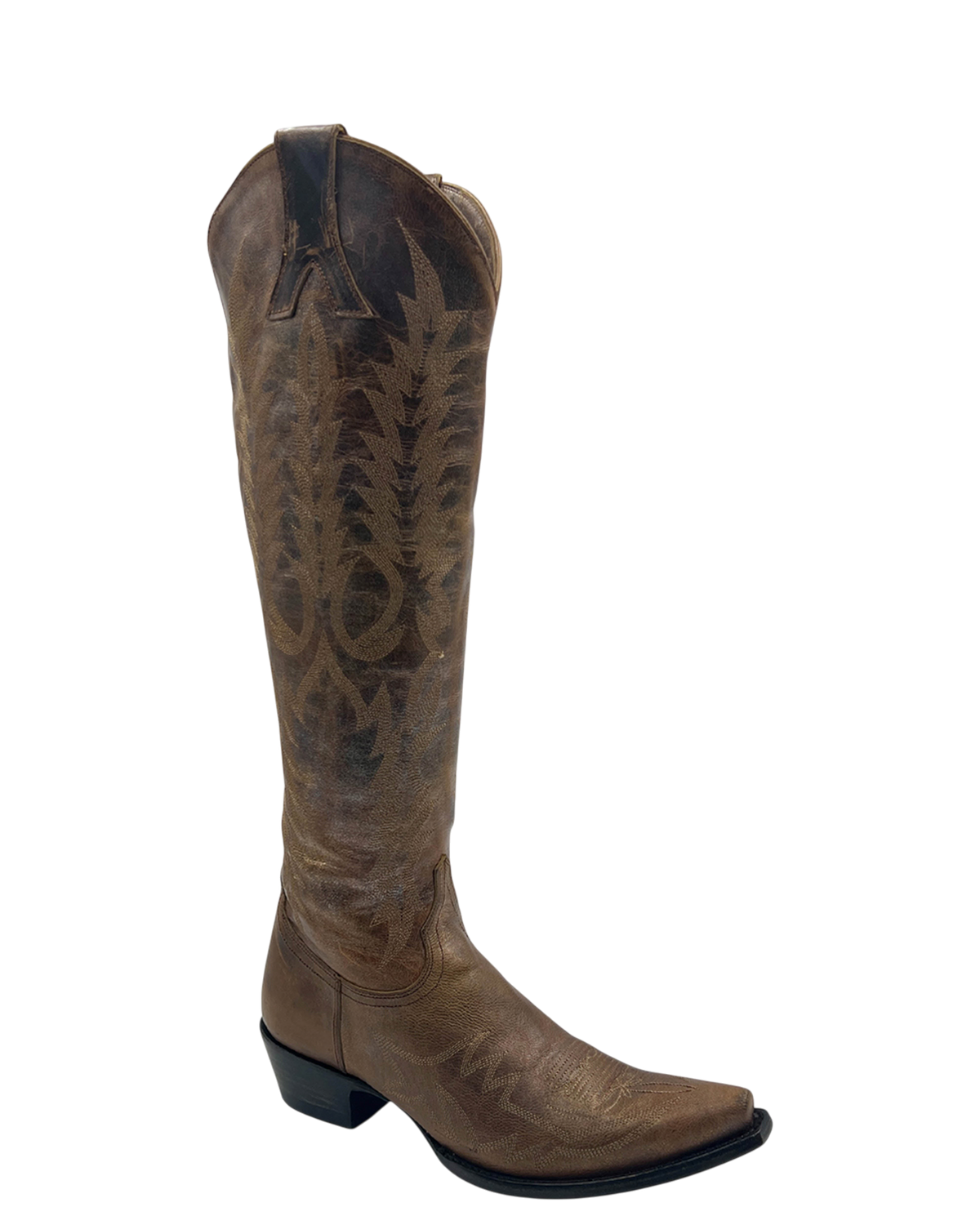 Old Gringo Boots Mayra Bis tall metallic pearl leather western boot in gold and brown with intricate stitching
