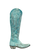 Old Gringo Boots Mayra Bis 18-inch tall turquoise leather western boots with intricate grey embroidery and stacked heel