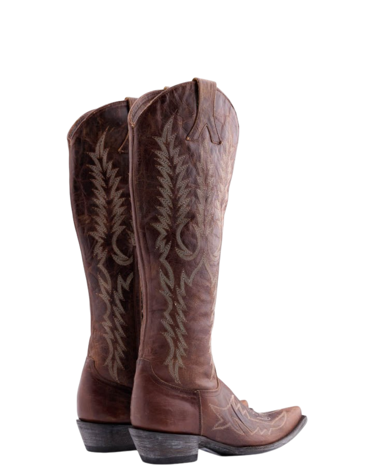 Old Gringo Boots Mayra Bis 18 inch western cowgirl boots in Vesuvio Brass leather with intricate embroidery