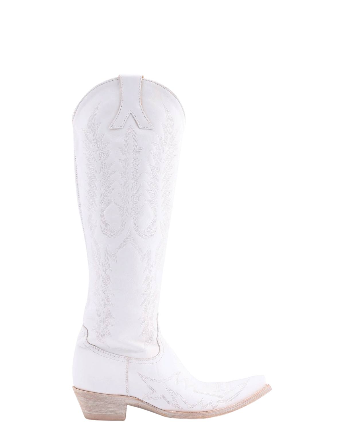 Old Gringo Boots Mayra Bis 18 inch white leather western cowboy boot with intricate tonal embroidery