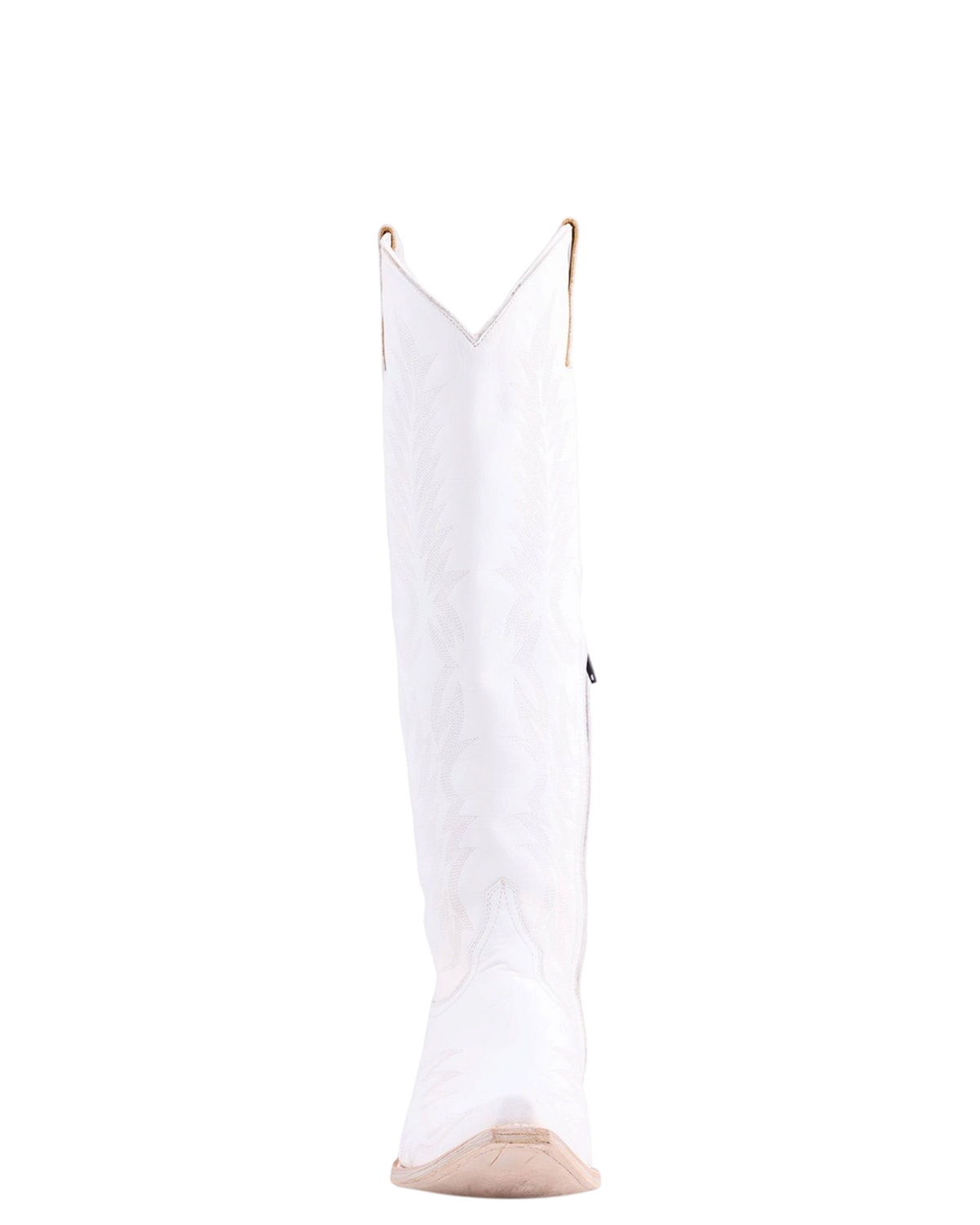 Old Gringo Boots Mayra Bis 18-inch tall white leather western cowgirl boots with intricate stitching