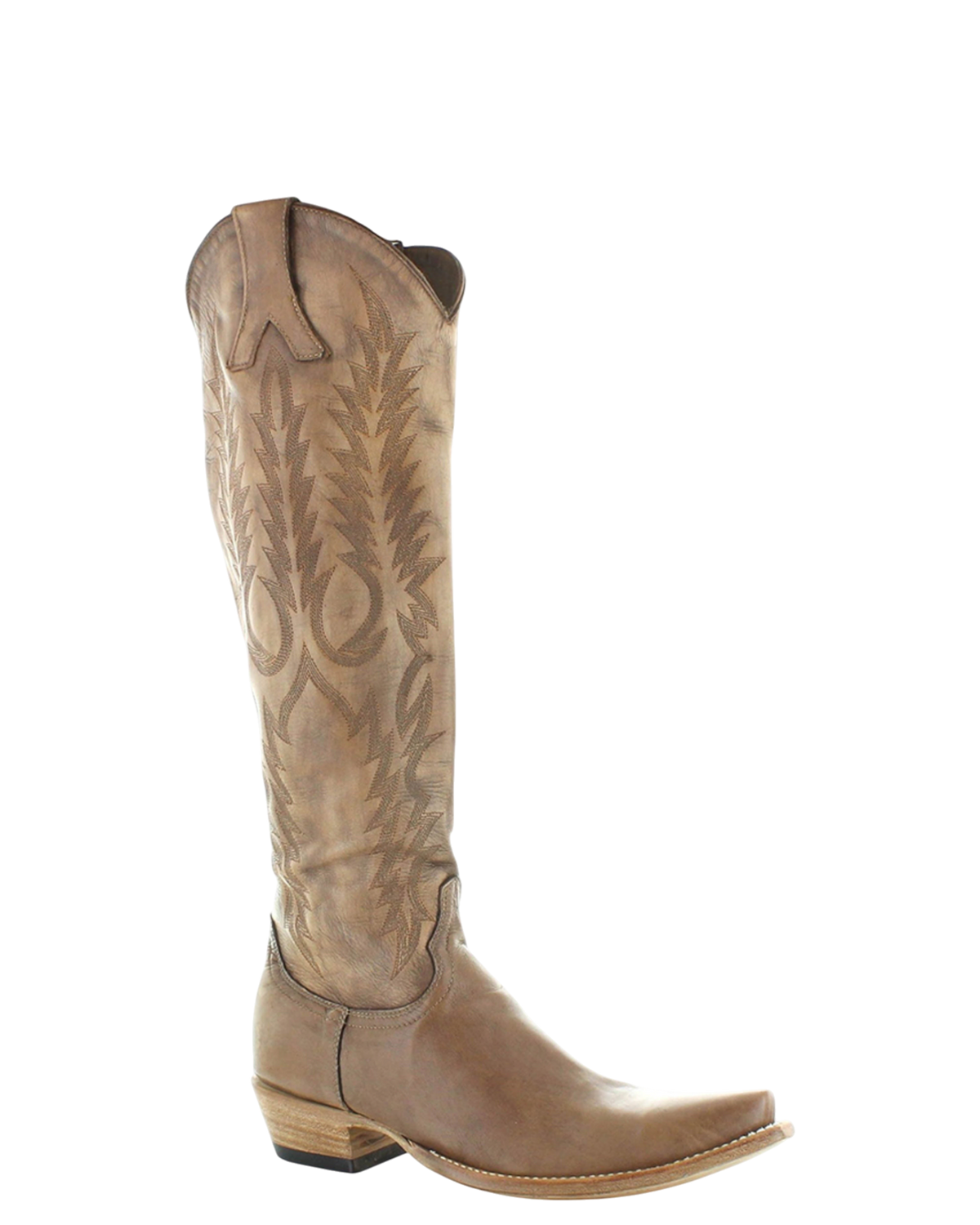 Old Gringo Boots Mayra Mid beige leather western cowgirl boot with intricate shaft stitching and pointed toe