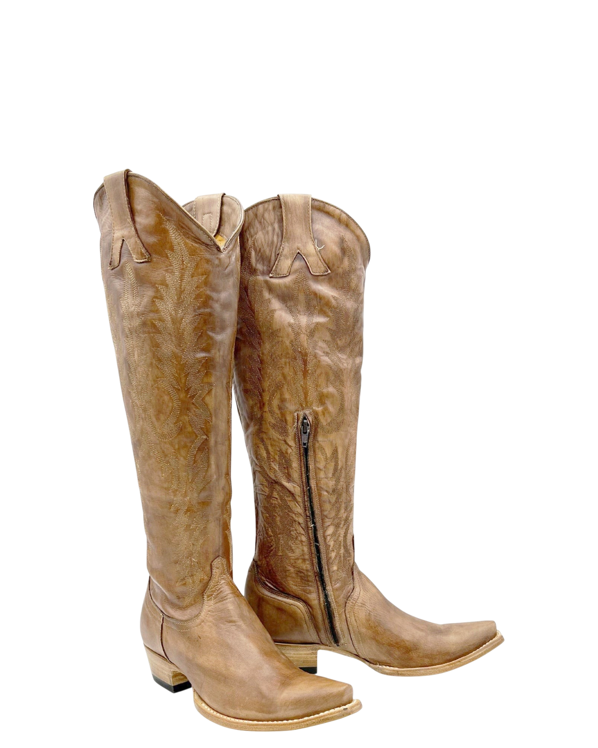 Old Gringo Boots Mayra Mid beige leather western boots with intricate embroidery and side zipper closure