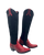 Old Gringo Boots Mayra Mid knee-high boots in black suede and red python leather with a pointed toe and side zipper.