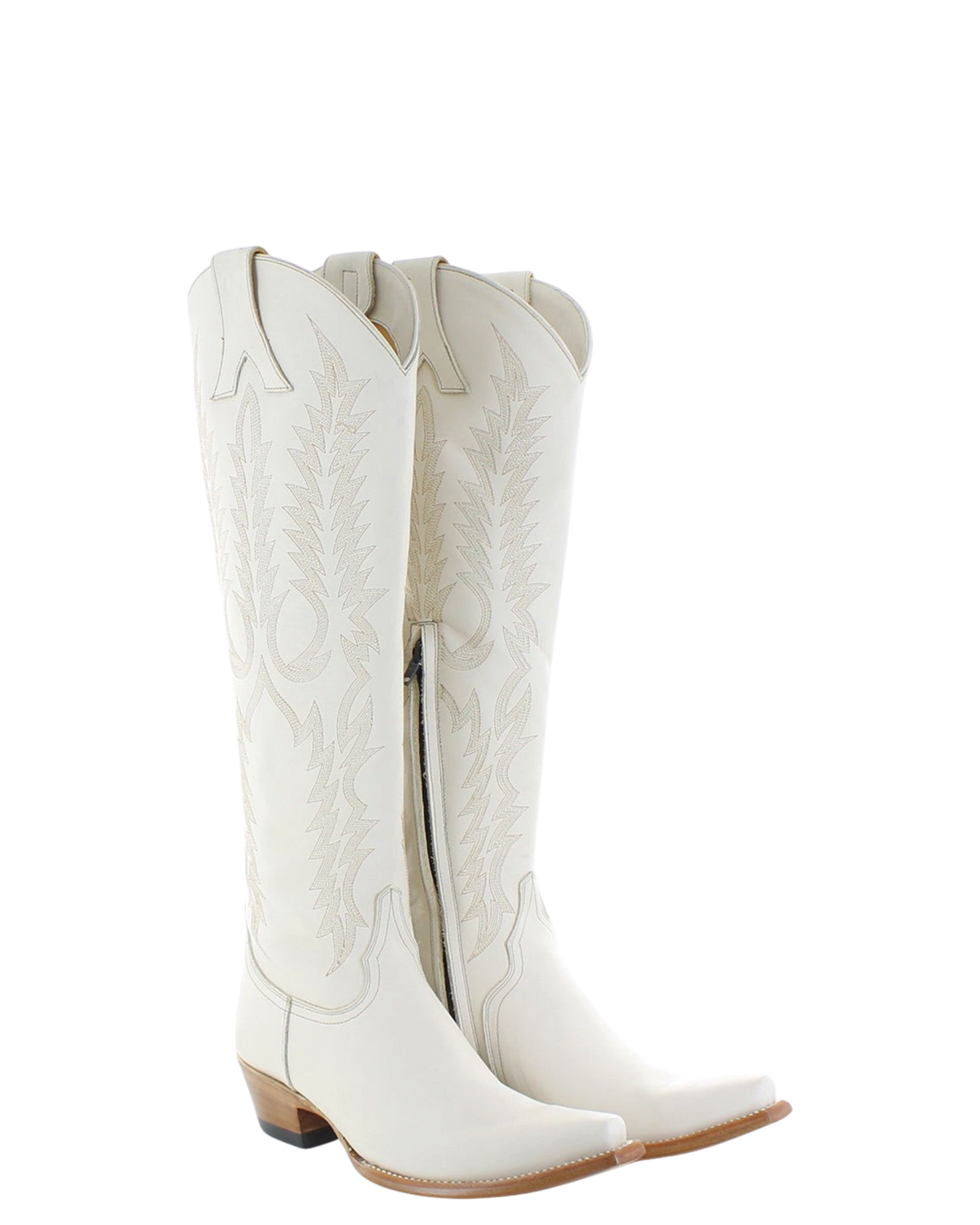 Old Gringo Boots Mayra Mid cowhide leather western boots in bone white with intricate stitching and side zipper