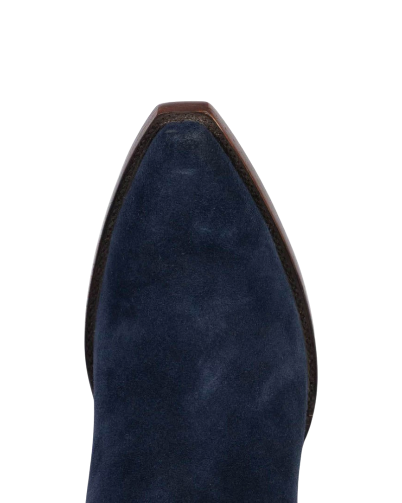 Old Gringo Boots Mayra Mid navy blue suede boot featuring a pointed toe and classic western silhouette