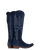 Old Gringo Boots Mayra Mid navy blue suede western boots featuring intricate decorative stitching and a pointed toe.