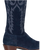 Old Gringo Boots Mayra navy blue suede western boot with intricate white stitched lightning bolt patterns on the shaft