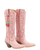 Old Gringo Boots Cherry pink cowhide western boots with red contrast stitching and a decorative cherry charm